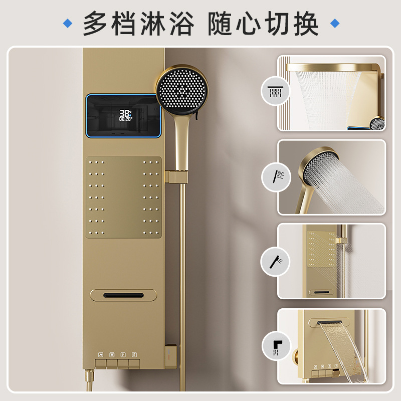 Home Bathroom Set - スペースグレーのスマートデジタルディスプレイ付き背面取り付け式温度調節シャワースクリーン - 家庭用バスルームシャワーセット