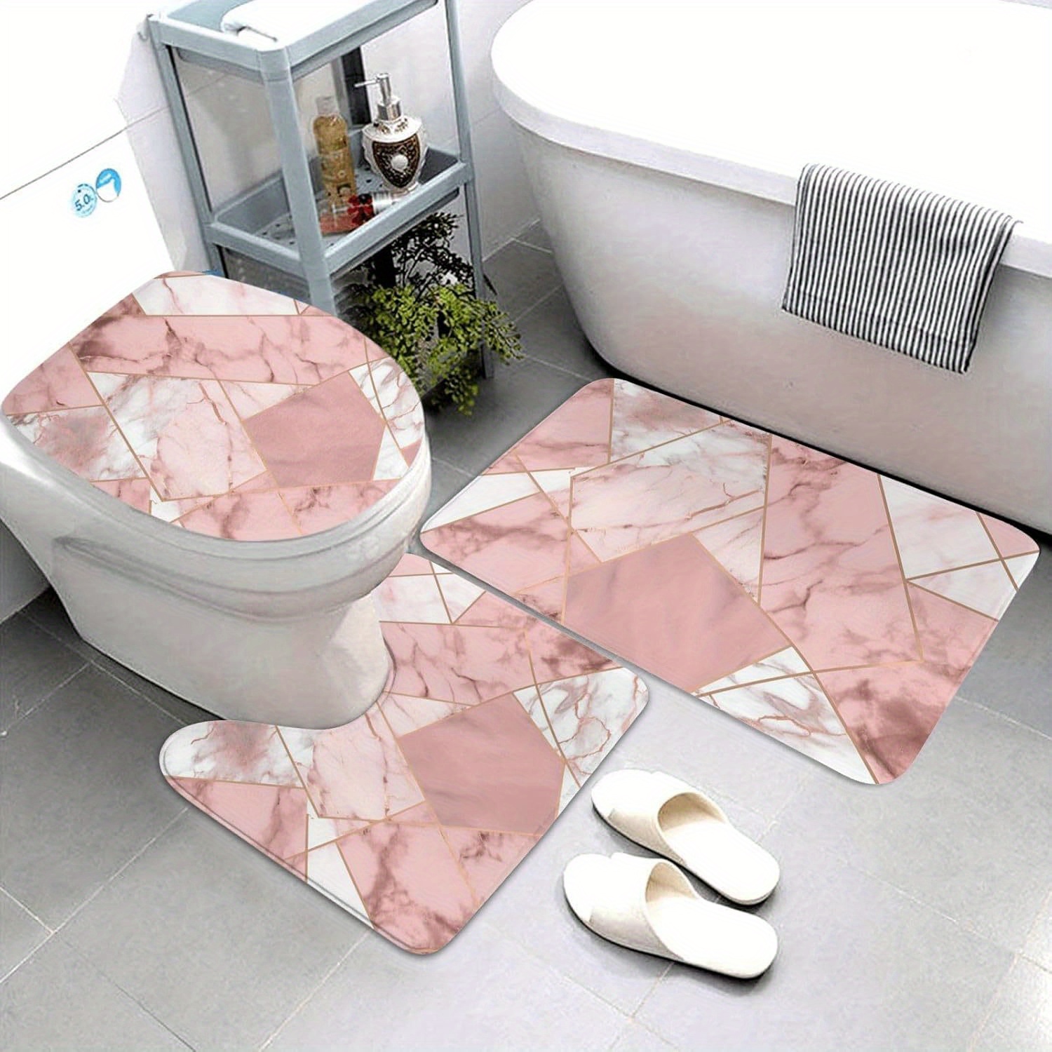 Home Made Bathroom Vanity - 高級大理石バスマットセット、ラグ、スリッパ、マット付き、家の装飾、スパ、バスルーム、洗面台アクセサリー用
