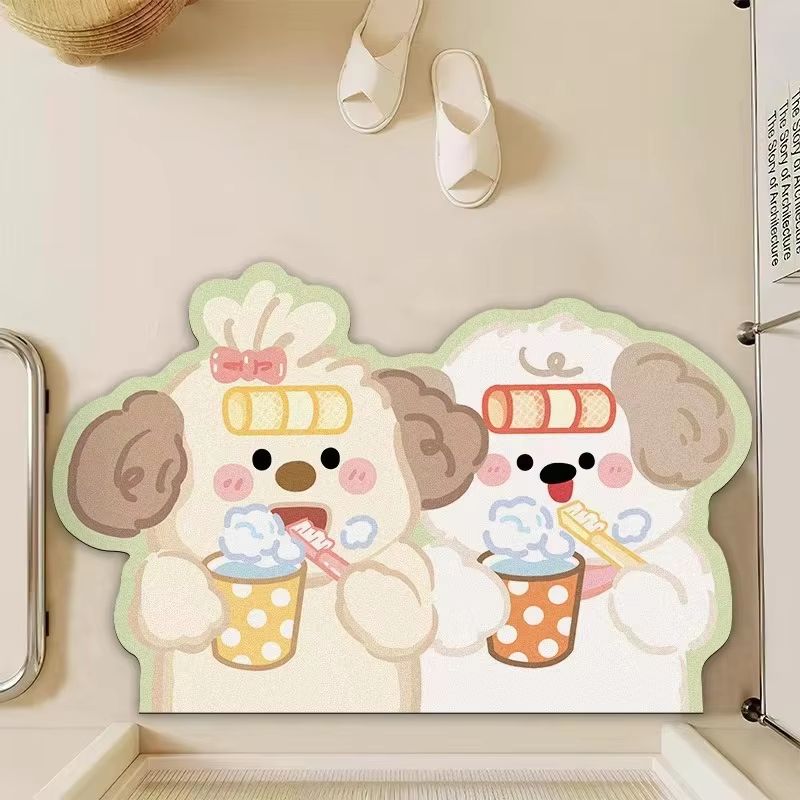 Home Made Bathroom Vanity - VIKAMA 韓国風クリーム型ドアマット、超吸収性滑り止めバスマット、家の装飾用の美しいバニティラグ