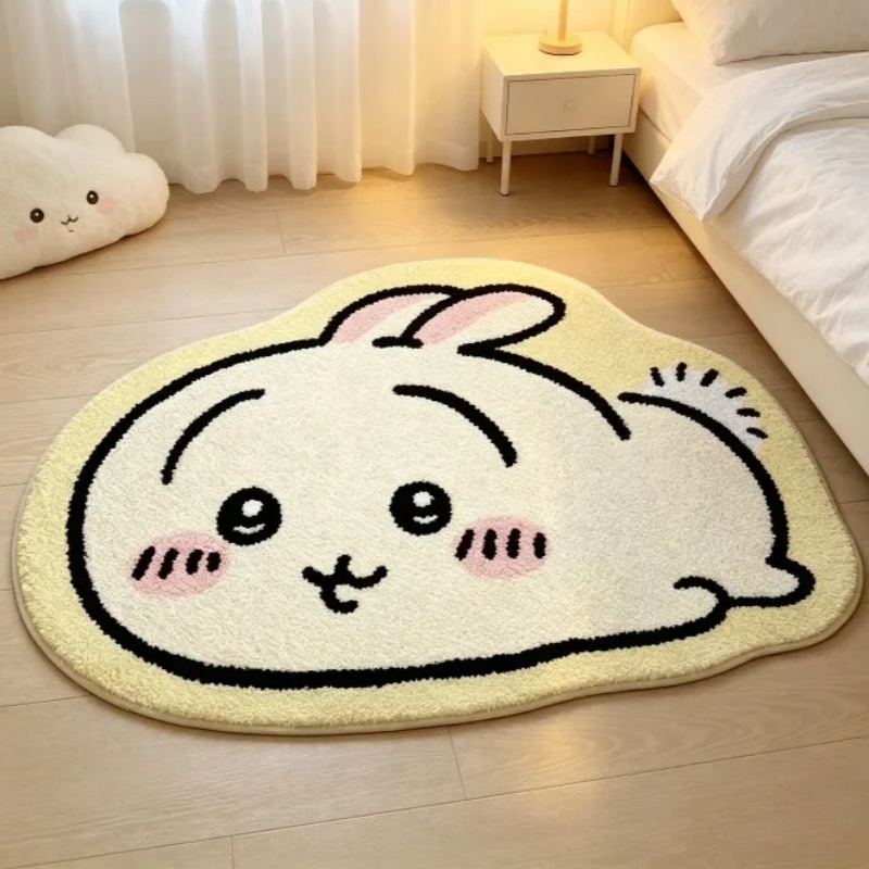 Home Bathroom Rugs - チイカワ漫画ラグ アニメハチワレウサギ ぬいぐるみフロアマット バスルーム滑り止めカーペット 車用クッション ソフトリビングルーム装飾
