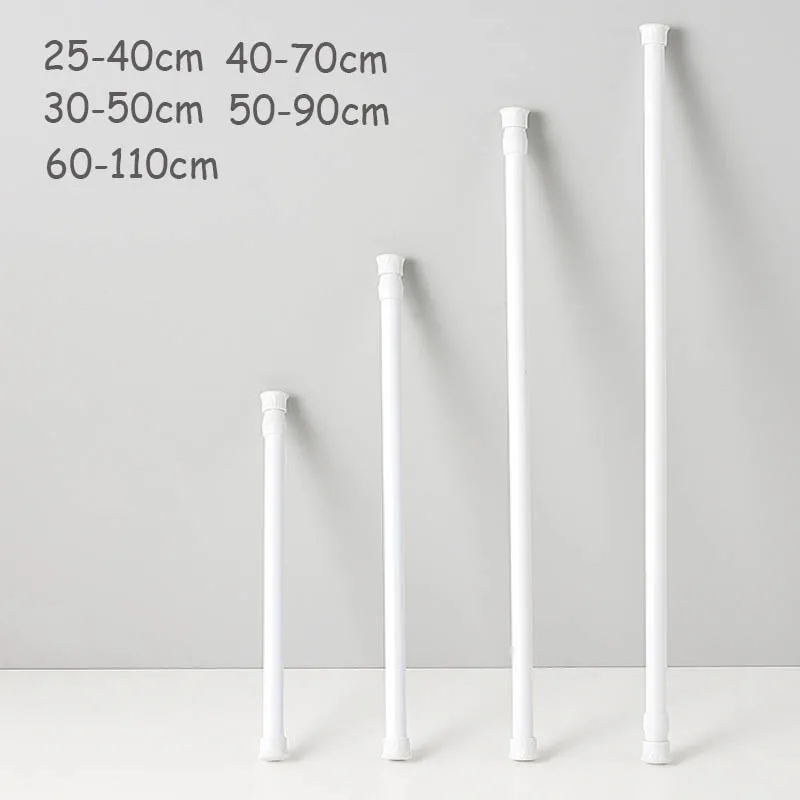 Home Hardware Bathroom Accessories - 25-110 センチメートルスプリングロードされた拡張可能なロッド多機能調節可能なカーテン伸縮ポールホームハンギングロッド浴室付属品