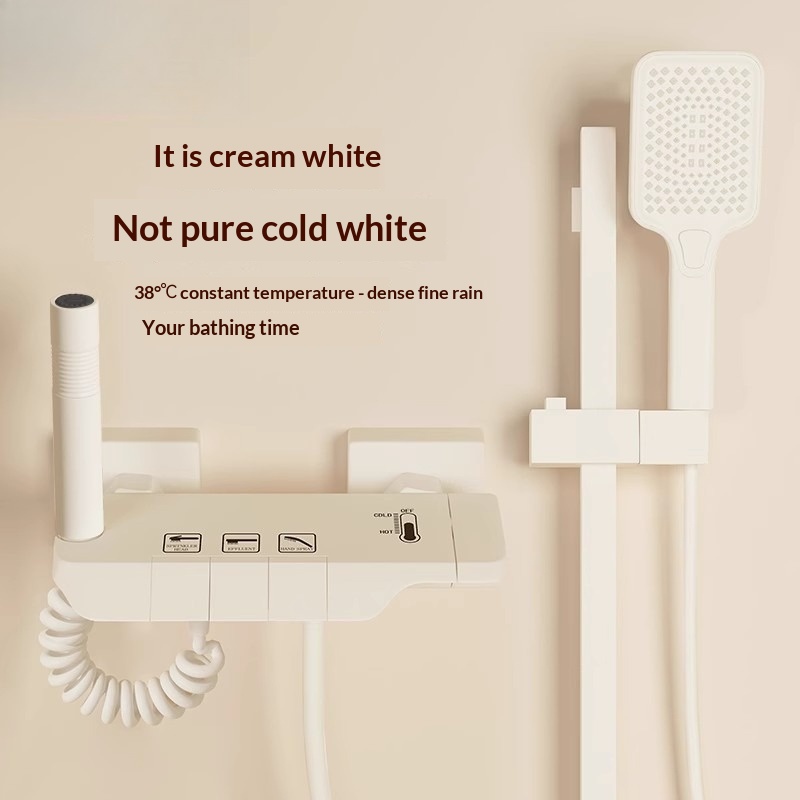 Home Bathroom Set - クリーミーで使いやすいトップレスシャワーセット、全銅製サーモスタット式ホームバスルームコンプリートキット、トップシャワーヘッド付き、モダンなシャワーヘッドセット