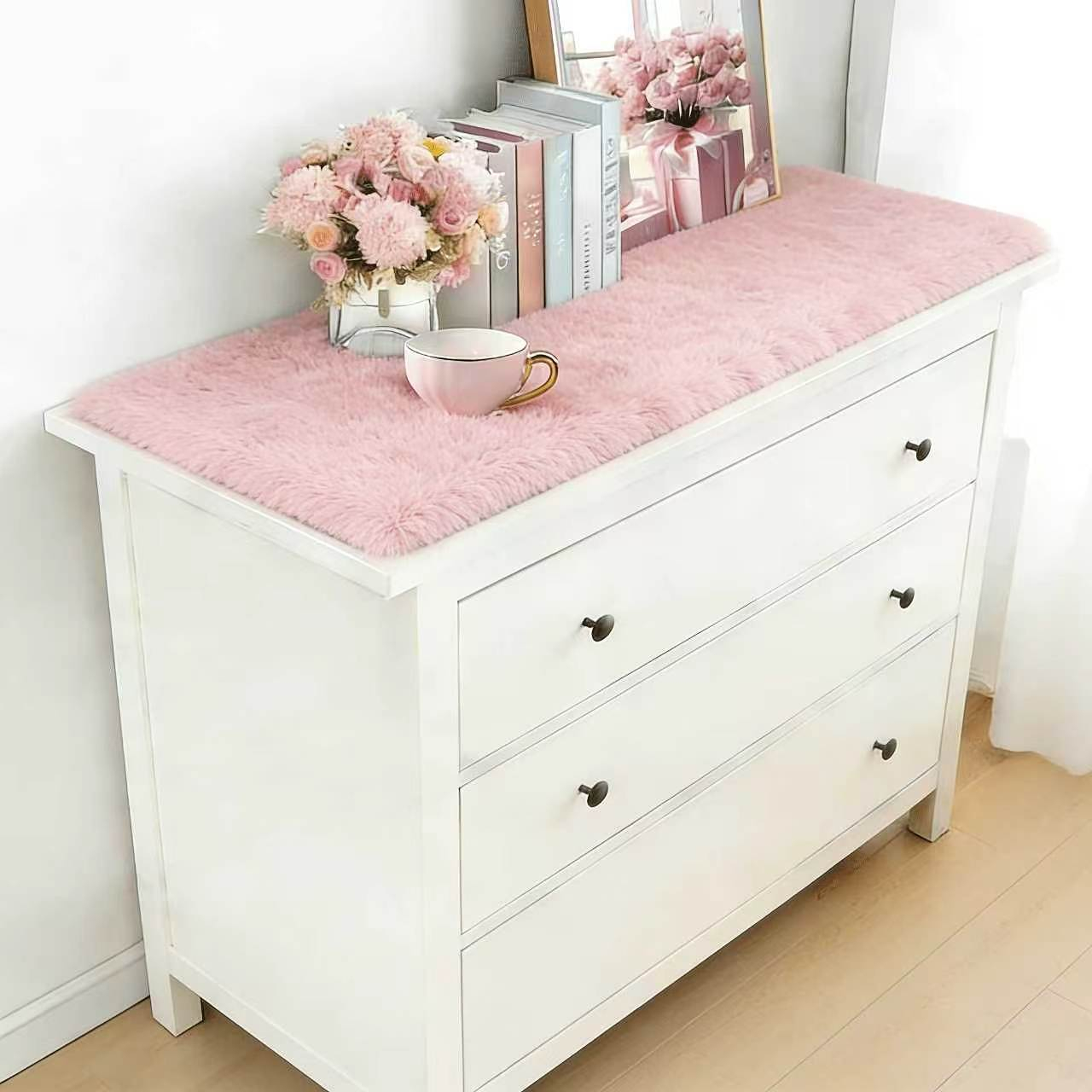 Home Made Bathroom Vanity - VIKAMA グラデーションプラッシュカーペット高級化粧台テレビキャビネットパッド防塵テーブルマット屋内エリアフロアマット家の装飾