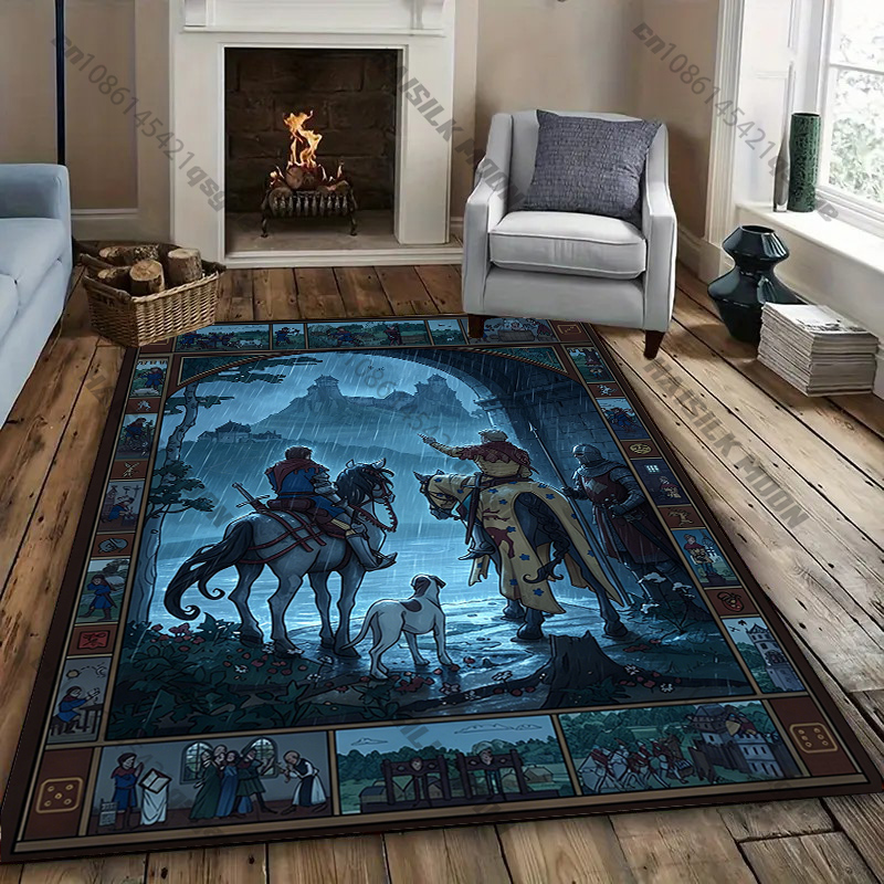 Home Bathroom Scene - 中世の冒険シーン装飾カーペット、リビングルーム、寝室、ソファ装飾カーペット、高級ギフトマット