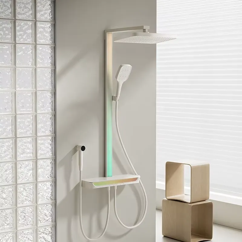 Home For Bathroom - 真鍮製デジタル滝シャワーセット壁掛けレインピアノスマートマッサージサーモスタット浴室設備高級スパホームバス