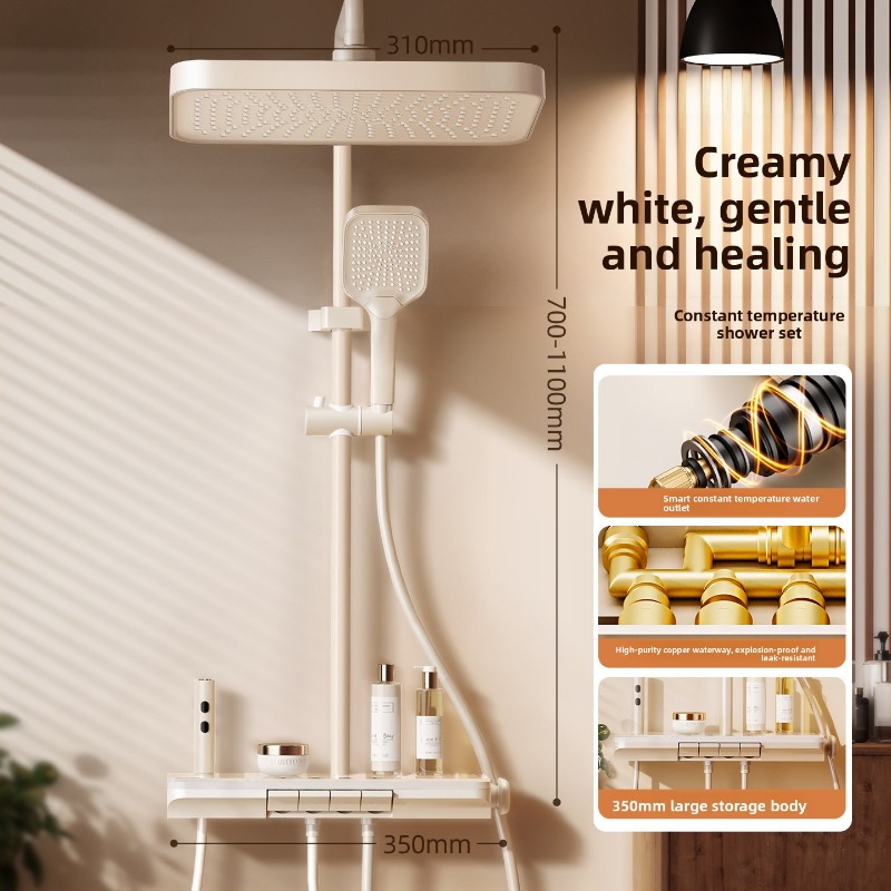 Home Bathroom Set - サーモスタットシャワーセット全銅製ホームバスルームキット高圧シャワーヘッドホームバスルームコレクション銅製シャワーセット