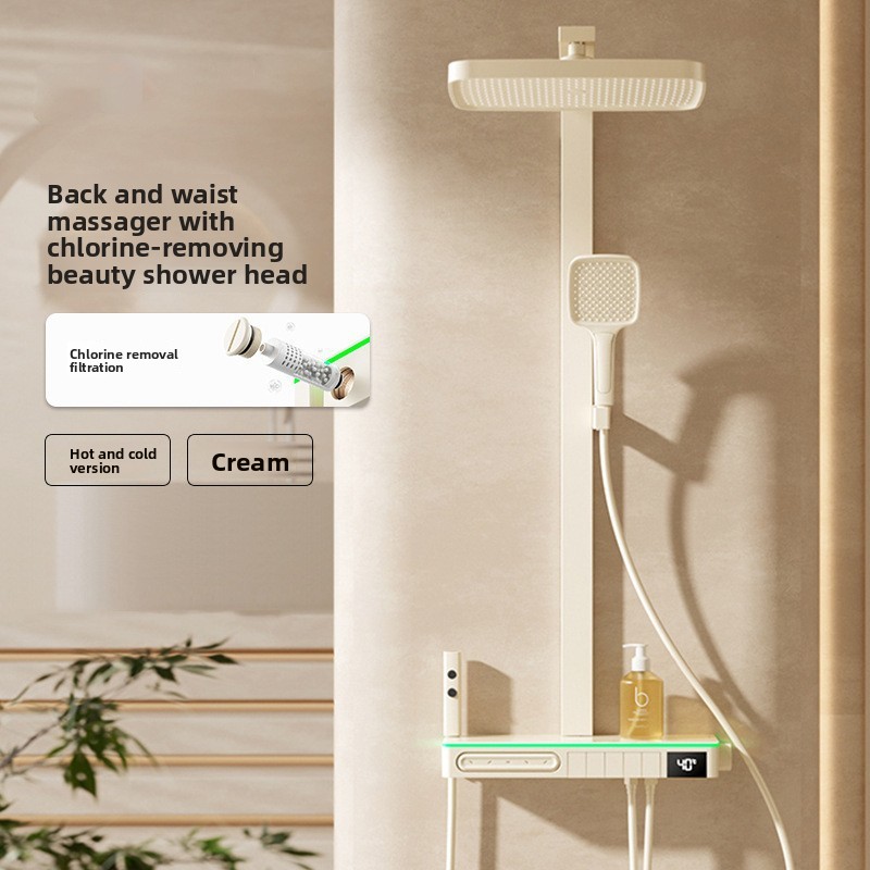 Home Bathroom Set - スマートデジタルディスプレイ脱塩素美肌効果のある全銅製シャワーセット 家庭用冷温水シャワー 銅製シャワーセット バスルーム用
