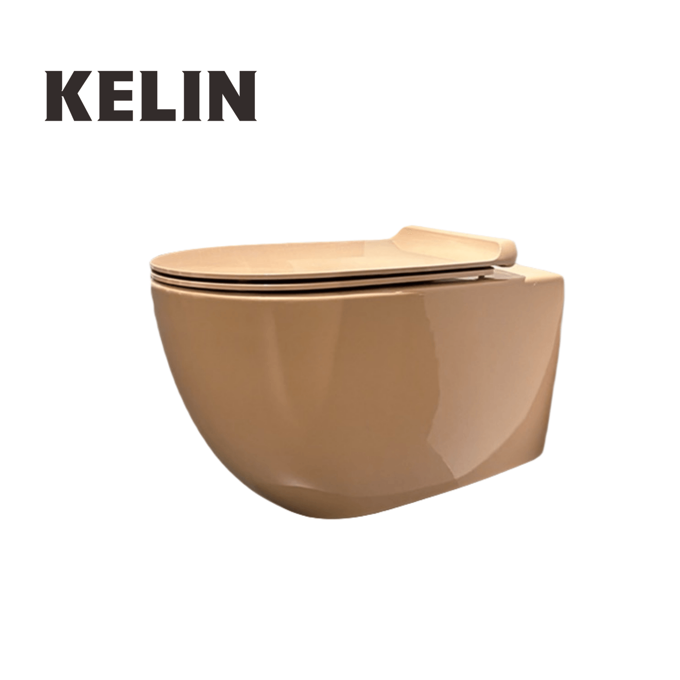 Home For Bathroom - KELIN新型モダンスタイル洗浄式隠しタンクアプリコットセラミック壁掛け卵型トルネードフラッシュトイレ（家庭用浴室向け）