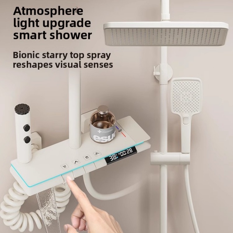 Home Bathroom Set - サーモスタットシャワーセット家庭用バスルームピアノキーレインシャワーヘッドシャワーヘッドセットバスルームシャワーヘッドセット銅製シャワーセット