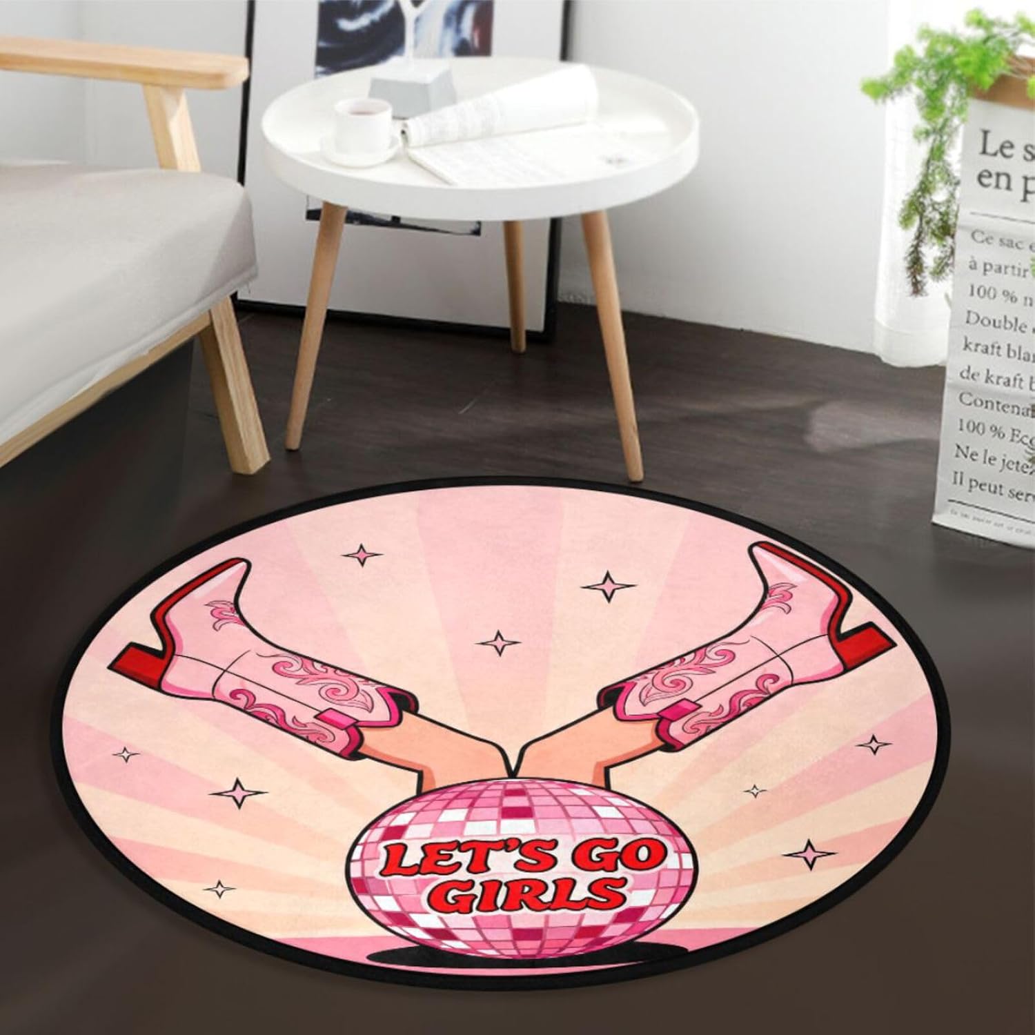 Home Made Bathroom Vanity - 丸いふわふわのヒール型ラグマット、女の子向けホームデコレーション、バニティギフト、トレンドのカーペットアクセサリー、キュートでファッショナブルなレディース用ソフトエリアフロアマット