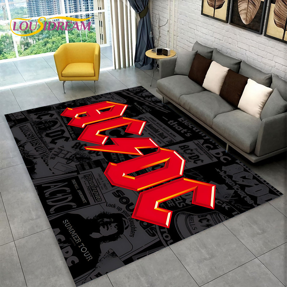 Home Bathroom Rugs - AC/DC ロックバンドエリアラグ 大型、カーペットラグ 家庭用 リビングルーム 寝室