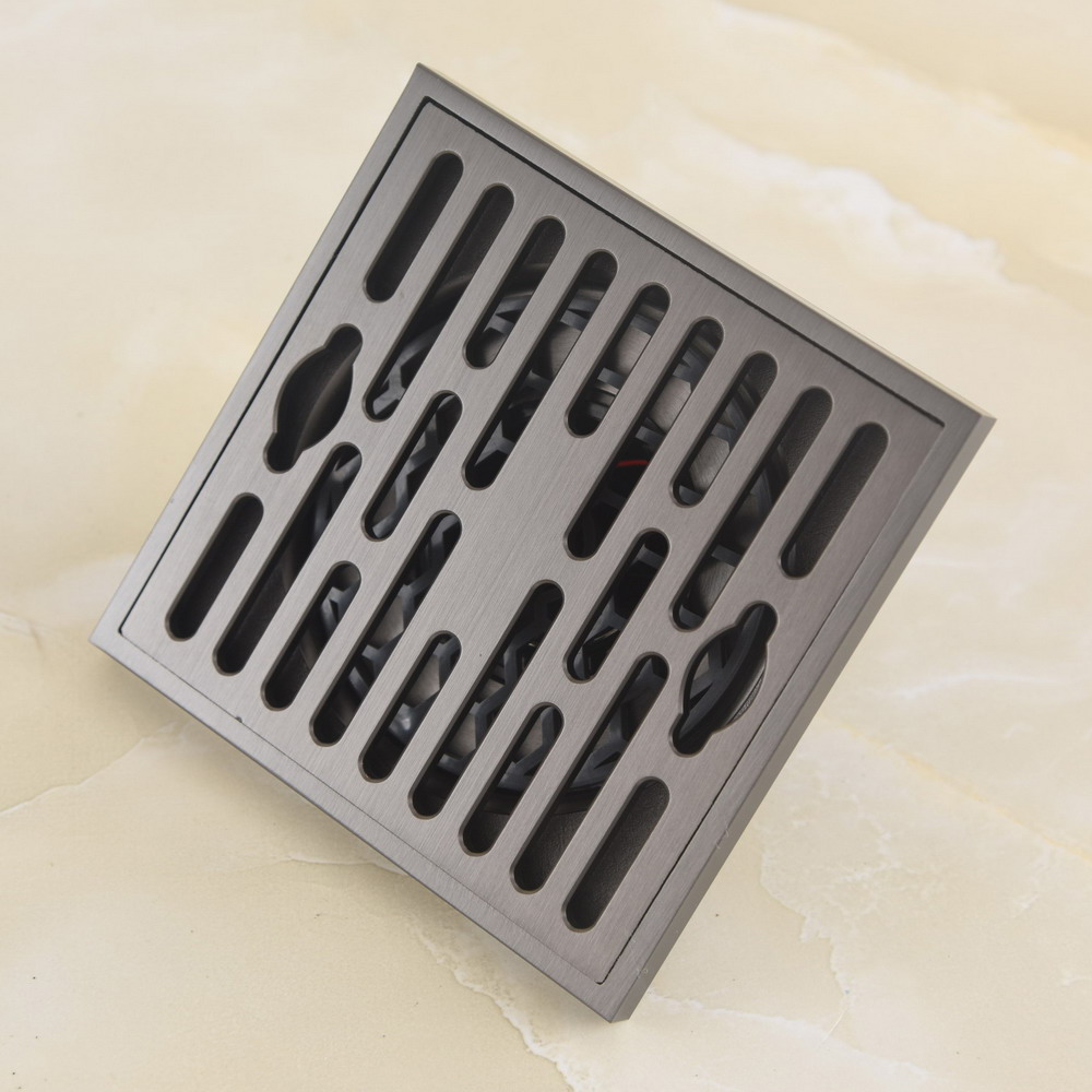 Home Hardware Bathroom Accessories - モダンな正方形の床排水管浴室トイレ床ガングレー真鍮防臭排水管浴室ハードウェアアクセサリー家庭用 Nhr401