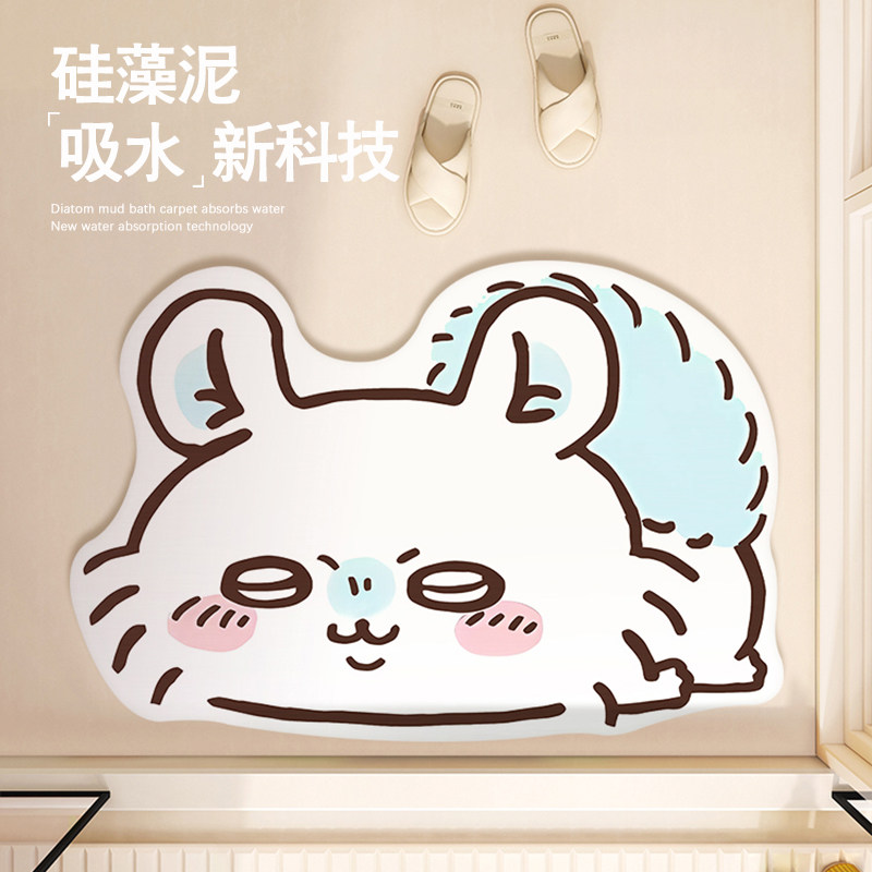 Home Bathroom Rugs - 漫画モモンガちいかわ吸水フロアマットかわいいラッコシサ速乾マットトイレドアクッション足元マット浴室滑り止めマット