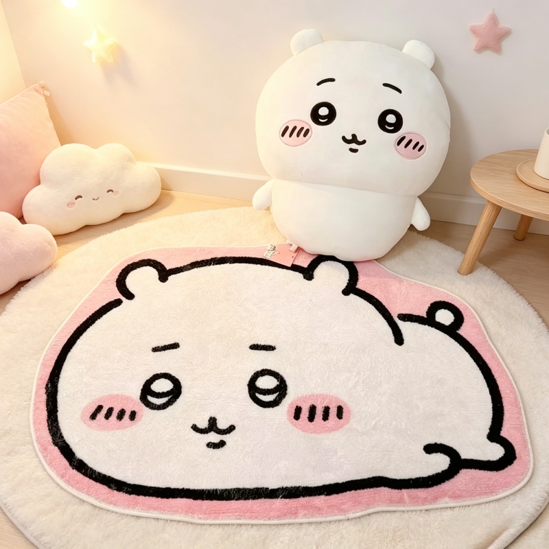 Home Bathroom Rugs - チイカワ漫画ラグ アニメハチワレウサギ ぬいぐるみフロアマット バスルーム滑り止めカーペット 車用クッション ソフトリビングルーム装飾