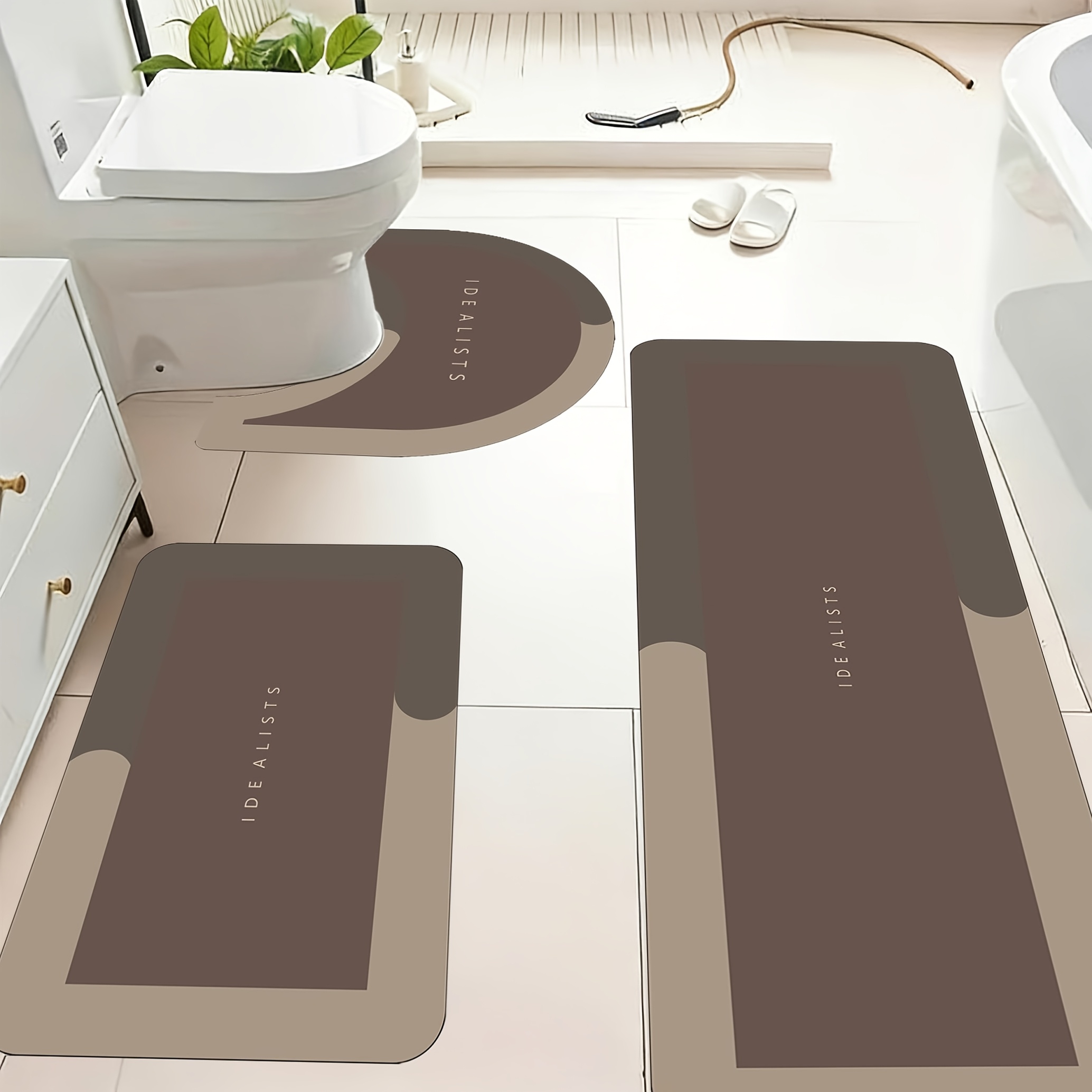 Home Made Bathroom Vanity - モダンミニマリストバスマットセット、バスルームラグランナーマット、洗面台アクセサリー、滑り止め、ホームデコレーション、バスルームフロアマット