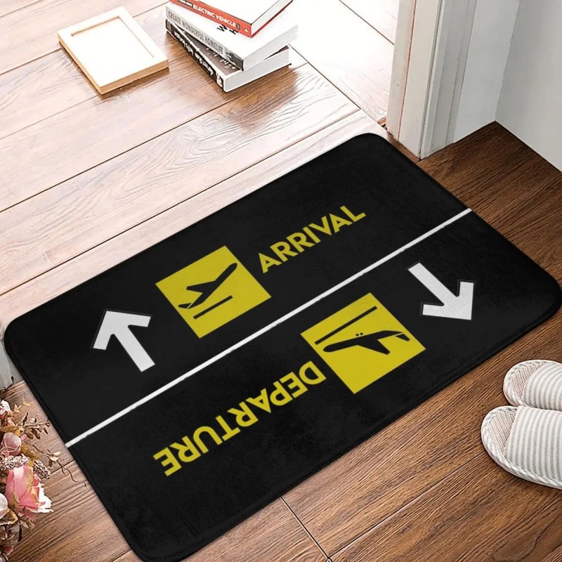 空港到着出発ドアマット面白い航空関連ホームデコレーションラグ - Home Bathroom Door Signs のレビューと価格