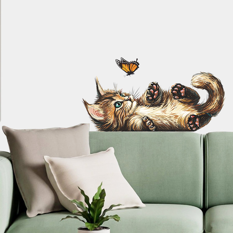 防水ウォールステッカーt15,かわいい子猫の蝶,子供部屋,バ - Home Bathroom Wallpaper のレビューと価格