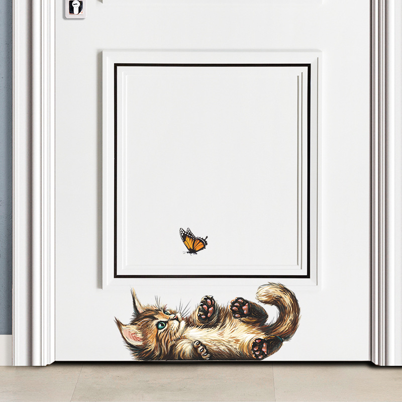 防水ウォールステッカーt15,かわいい子猫の蝶,子供部屋,バ - Home Bathroom Wallpaper のレビューと価格