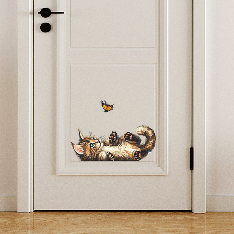 防水ウォールステッカーt15,かわいい子猫の蝶,子供部屋,バ - Home Bathroom Wallpaper のレビューと価格