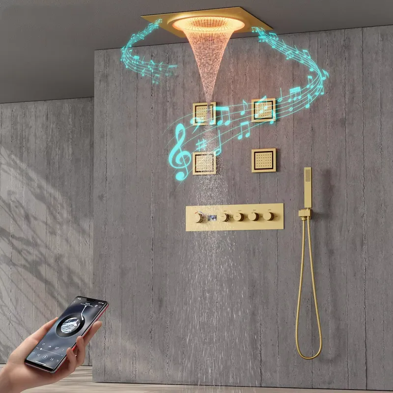 スマートLEDシャワーセット 浴室音楽内蔵レインフォールシス - Home Bathroom Set のレビューと価格