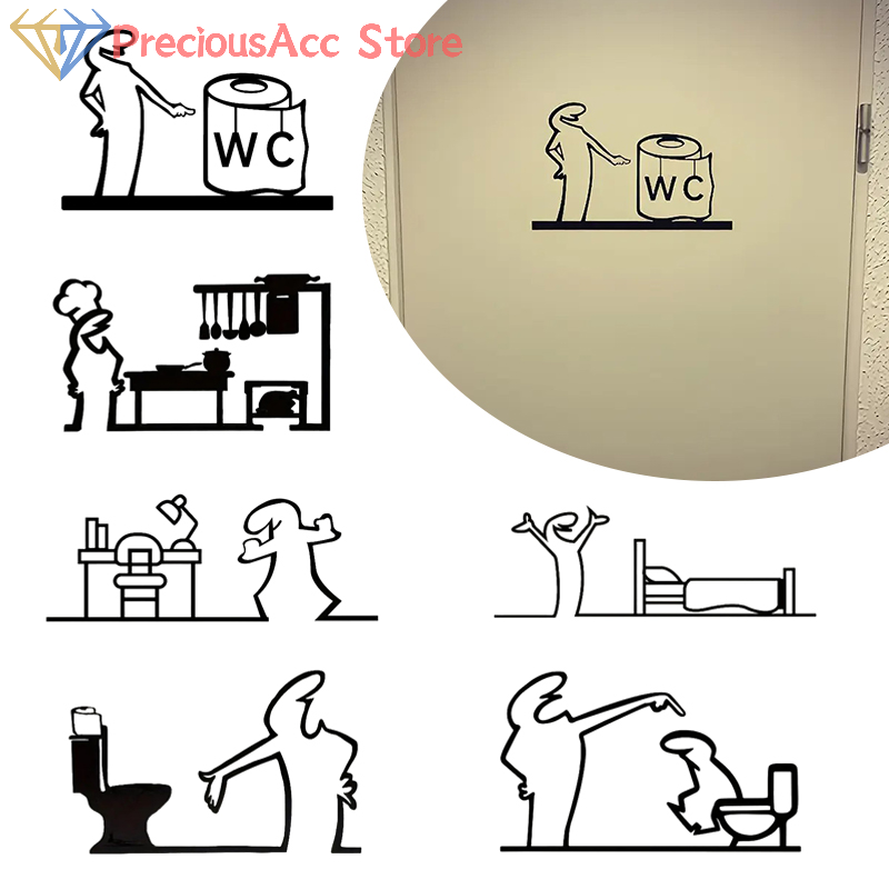 La Linea ミニマリスト ラインアート ステッカー 寝 - Home Bathroom Door Signs のレビューと価格