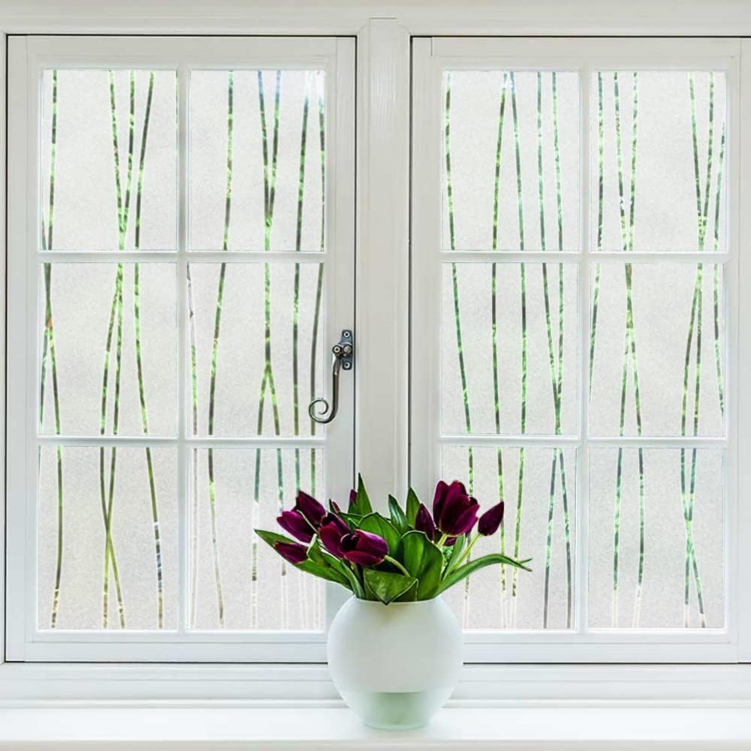 ストライプ柄フロストウィンドウプライバシーフィルム静電気でく - Home Bathroom Window Tint のレビューと価格