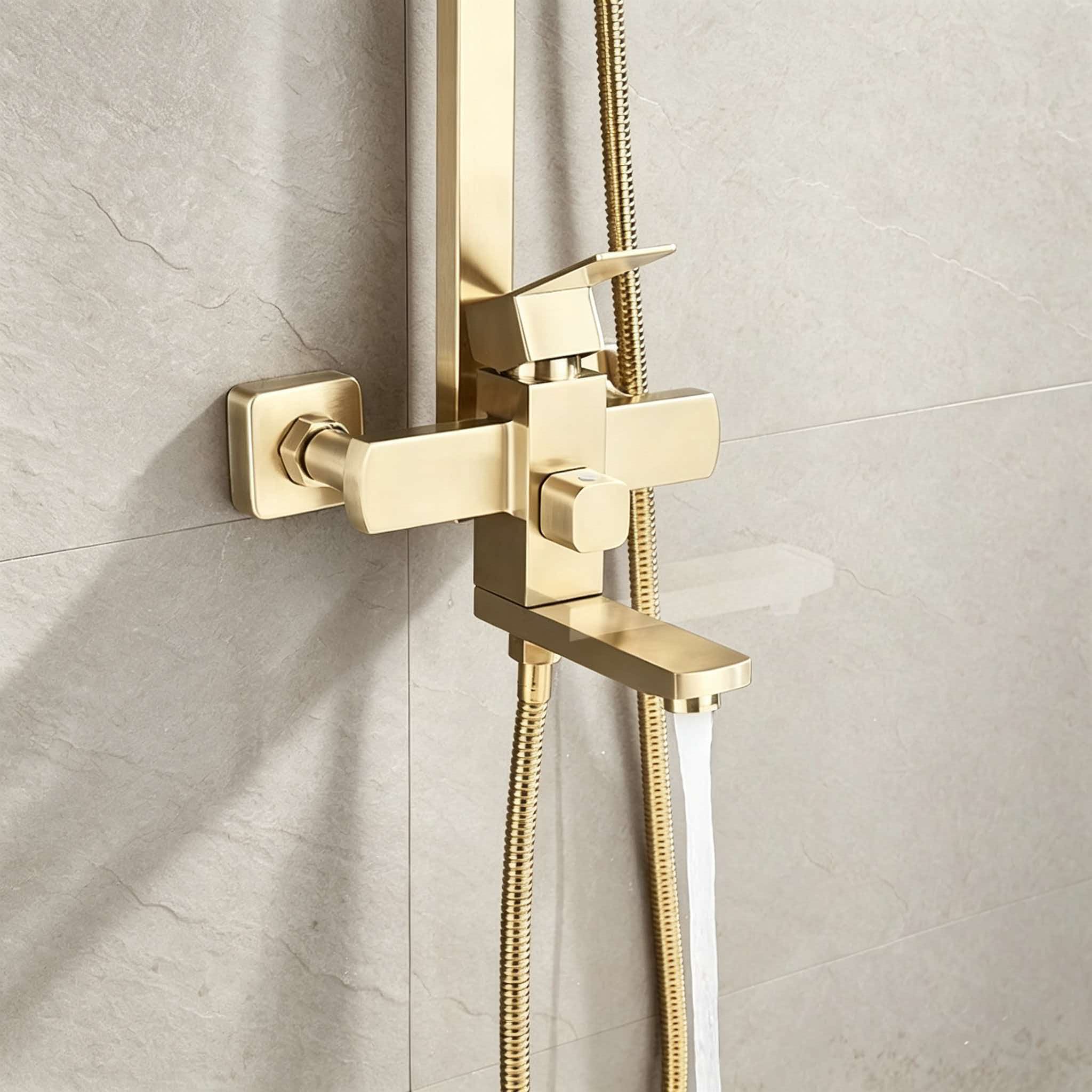 ゴールドシャワーセット ステンレス製 加圧式 家庭用 飛沫防 - Home Bathroom Set のレビューと価格