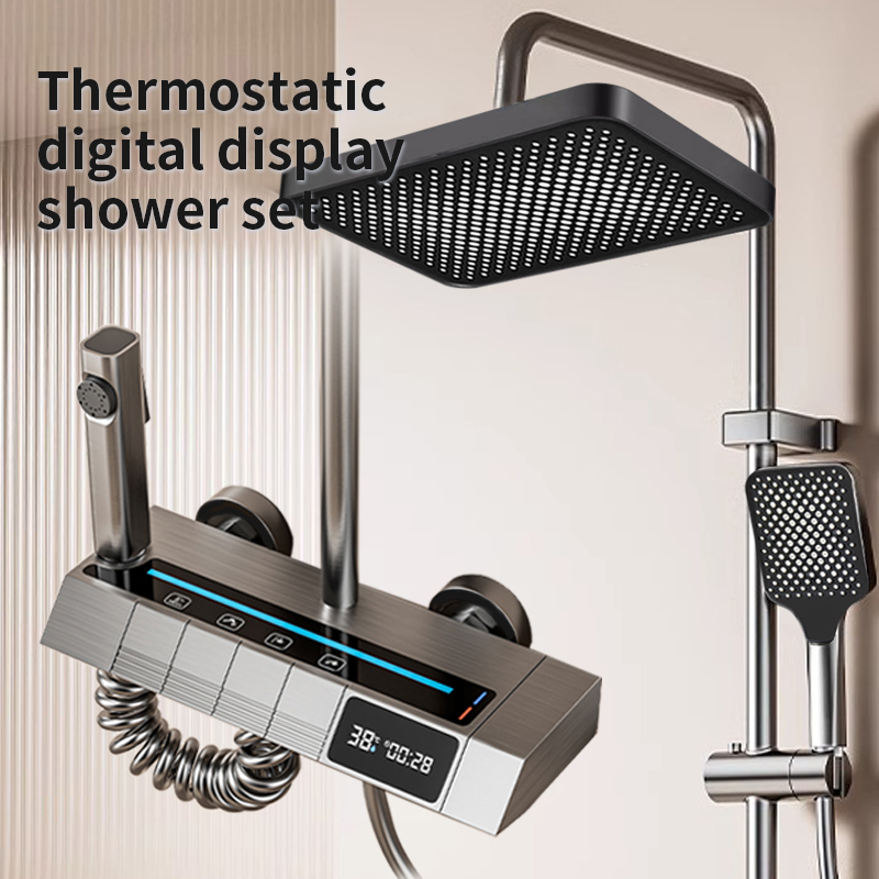 家庭用バスルーム用恒温デジタルピアノシャワーヘッドセット、グ - Home Bathroom Set のレビューと価格