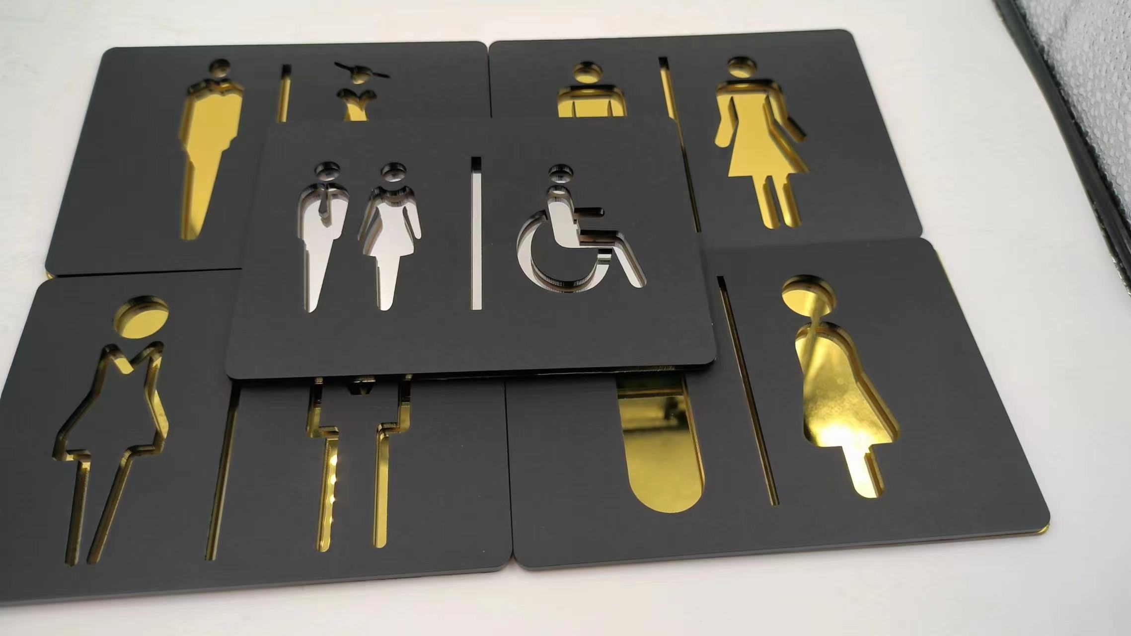 3Dゴールドタオルラックラベル,ウォールステッカー,家の装飾 - Home Bathroom Door Signs のレビューと価格