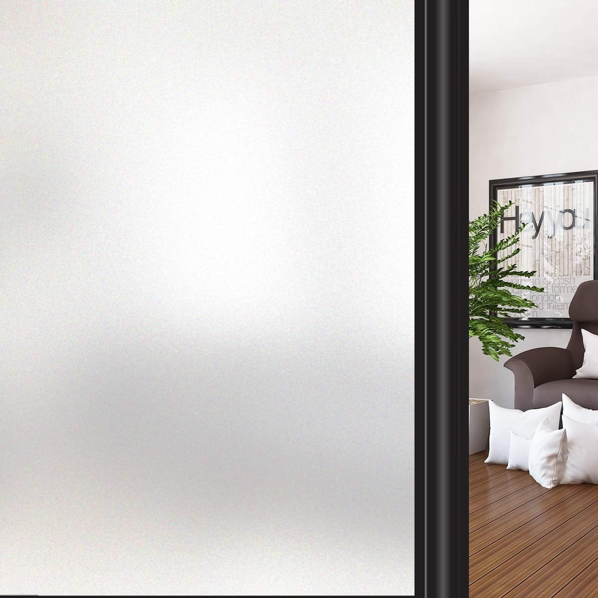 プライバシーウィンドウフィルム フロスト加工 静電気吸着式  - Home Bathroom Window Tint のレビューと価格