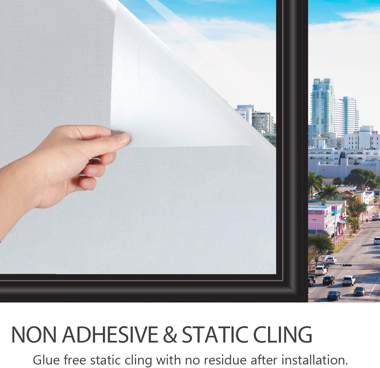 プライバシーウィンドウフィルム フロスト加工 静電気吸着式  - Home Bathroom Window Tint のレビューと価格