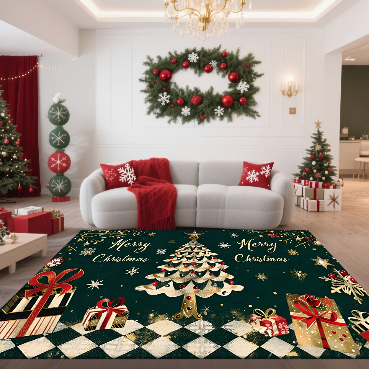 2Dプリントファッションクリスマスラグ、リビングルーム、寝室 - Home Bathroom Scene のレビューと価格