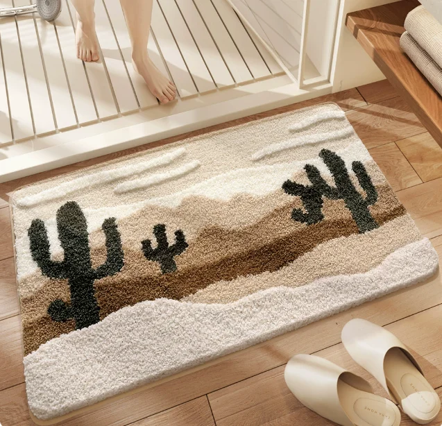 タフテッドシーパターンの寝室用ラグ、柔らかく長い毛足のふわふ - Home Bathroom Rugs のレビューと価格