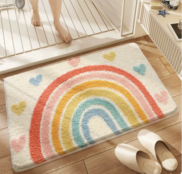 タフテッドシーパターンの寝室用ラグ、柔らかく長い毛足のふわふ - Home Bathroom Rugs のレビューと価格