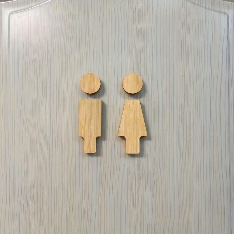 木製バスルームサイン 2 個 男性と女性のトイレのドア用 家 - Home Bathroom Door Signs のレビューと価格