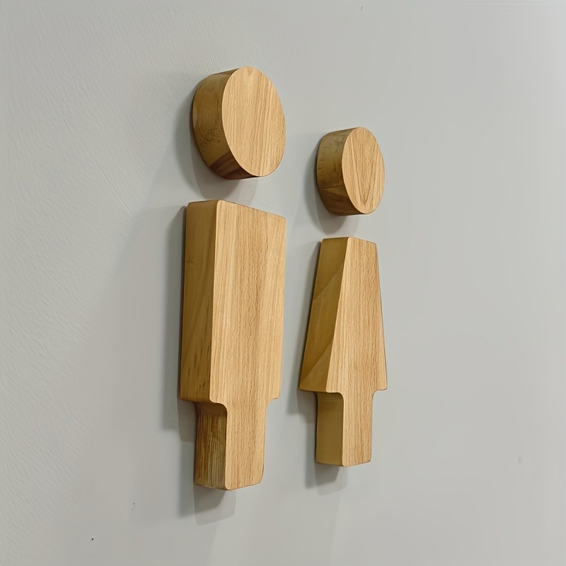 木製バスルームサイン 2 個 男性と女性のトイレのドア用 家 - Home Bathroom Door Signs のレビューと価格