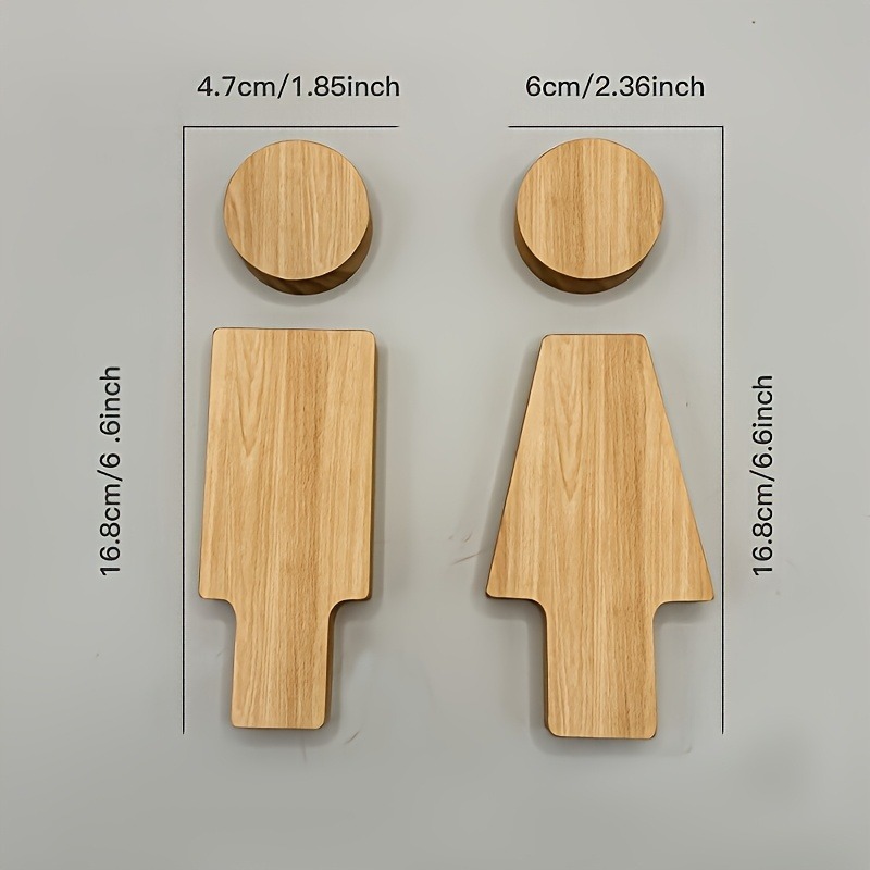 木製バスルームサイン 2 個 男性と女性のトイレのドア用 家 - Home Bathroom Door Signs のレビューと価格