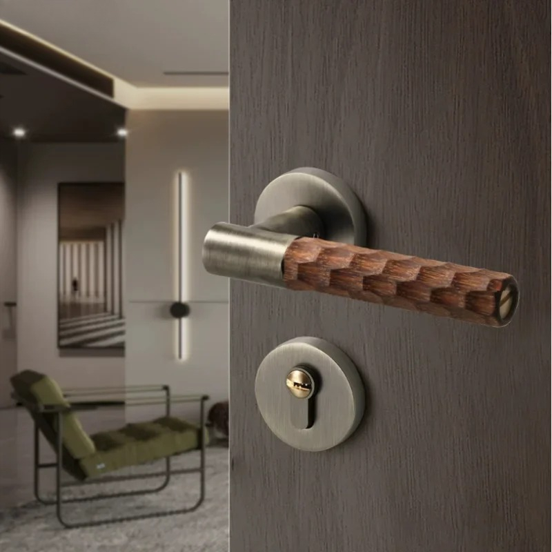 木製ドアハンドル亜鉛サイレントロック屋内寝室ドアロック分割ロ - Home Hardware Bathroom Accessories のレビューと価格