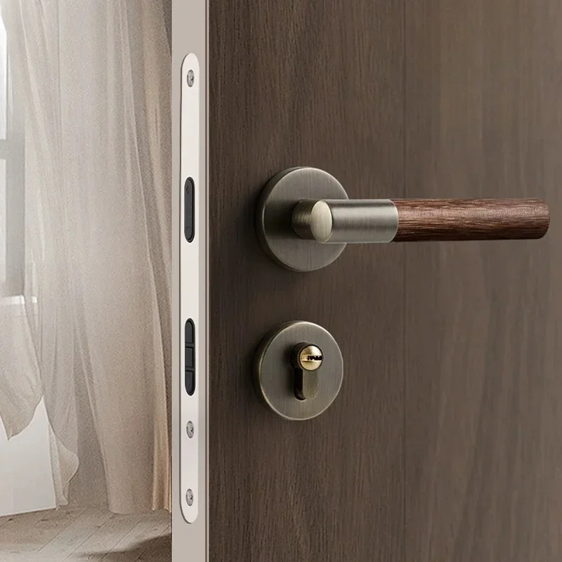 木製ドアハンドル亜鉛サイレントロック屋内寝室ドアロック分割ロ - Home Hardware Bathroom Accessories のレビューと価格