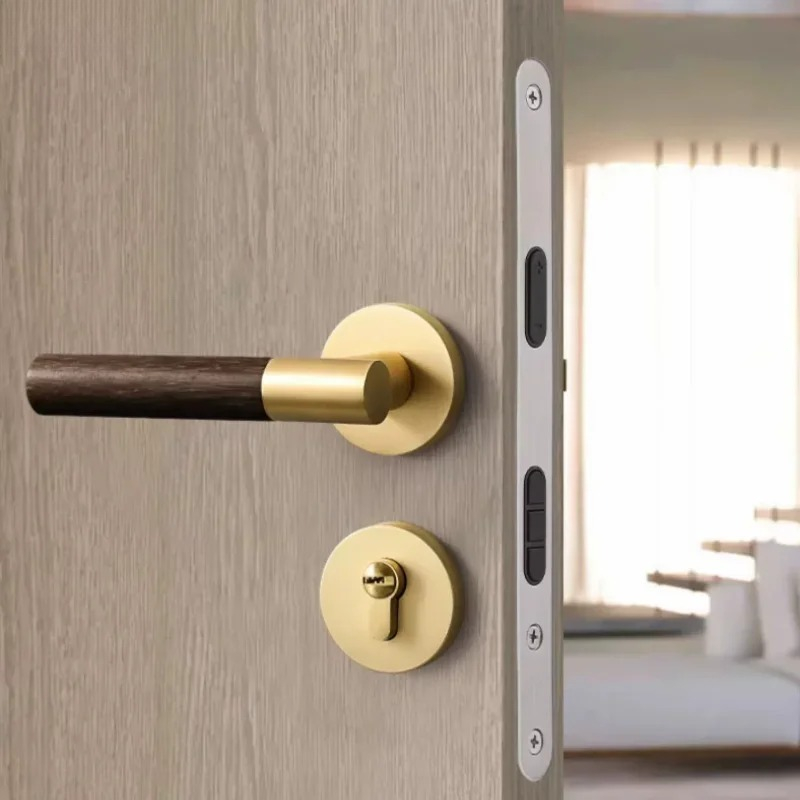 木製ドアハンドル亜鉛サイレントロック屋内寝室ドアロック分割ロ - Home Hardware Bathroom Accessories のレビューと価格