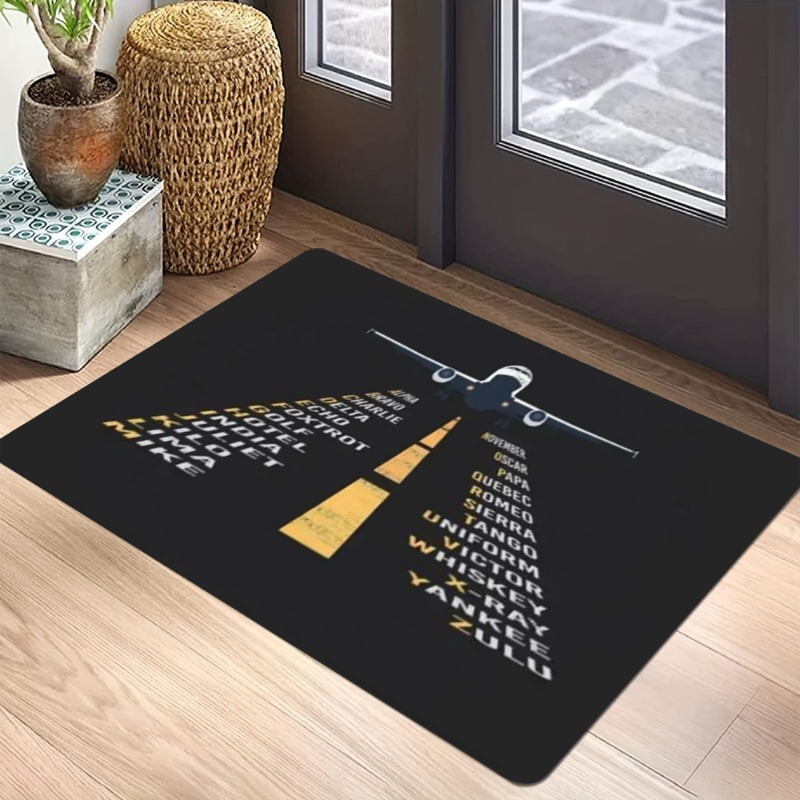 航空テーマカーペットマット - 空港標識飛行機アイコン出発到 - Home Bathroom Door Signs のレビューと価格