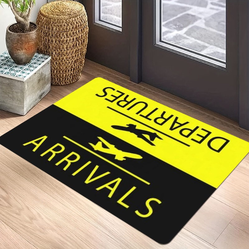 航空テーマカーペットマット - 空港標識飛行機アイコン出発到 - Home Bathroom Door Signs のレビューと価格