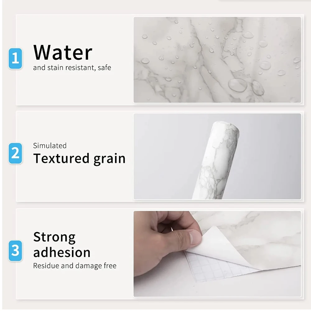 自己粘着性大理石ビニール壁紙,防水ウォールステッカー,PVC - Home Bathroom Wallpaper のレビューと価格