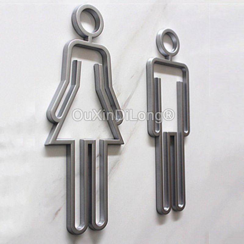 中空アクリルトイレシンボル背面粘着浴室トイレロッカールーム男 - Home Bathroom Door Signs のレビューと価格