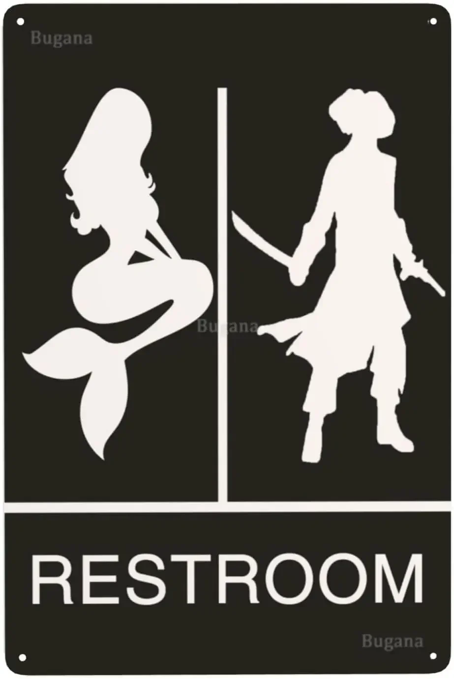 マーメイドパイレーツトイレヴィンテージメタルサイン、レトロで - Home Bathroom Door Signs のレビューと価格