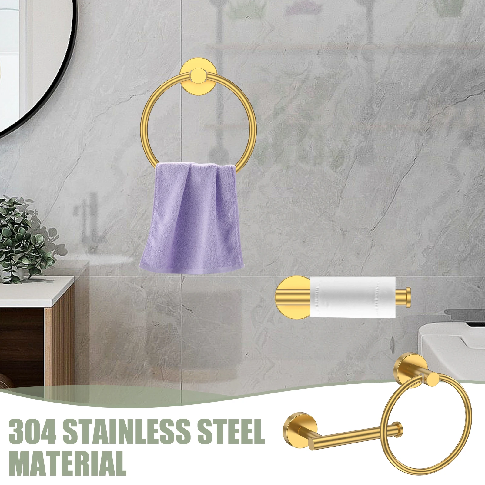 2個入りトイレットペーパーホルダーとタオルリングセットステン - Home Hardware Bathroom Accessories のレビューと価格