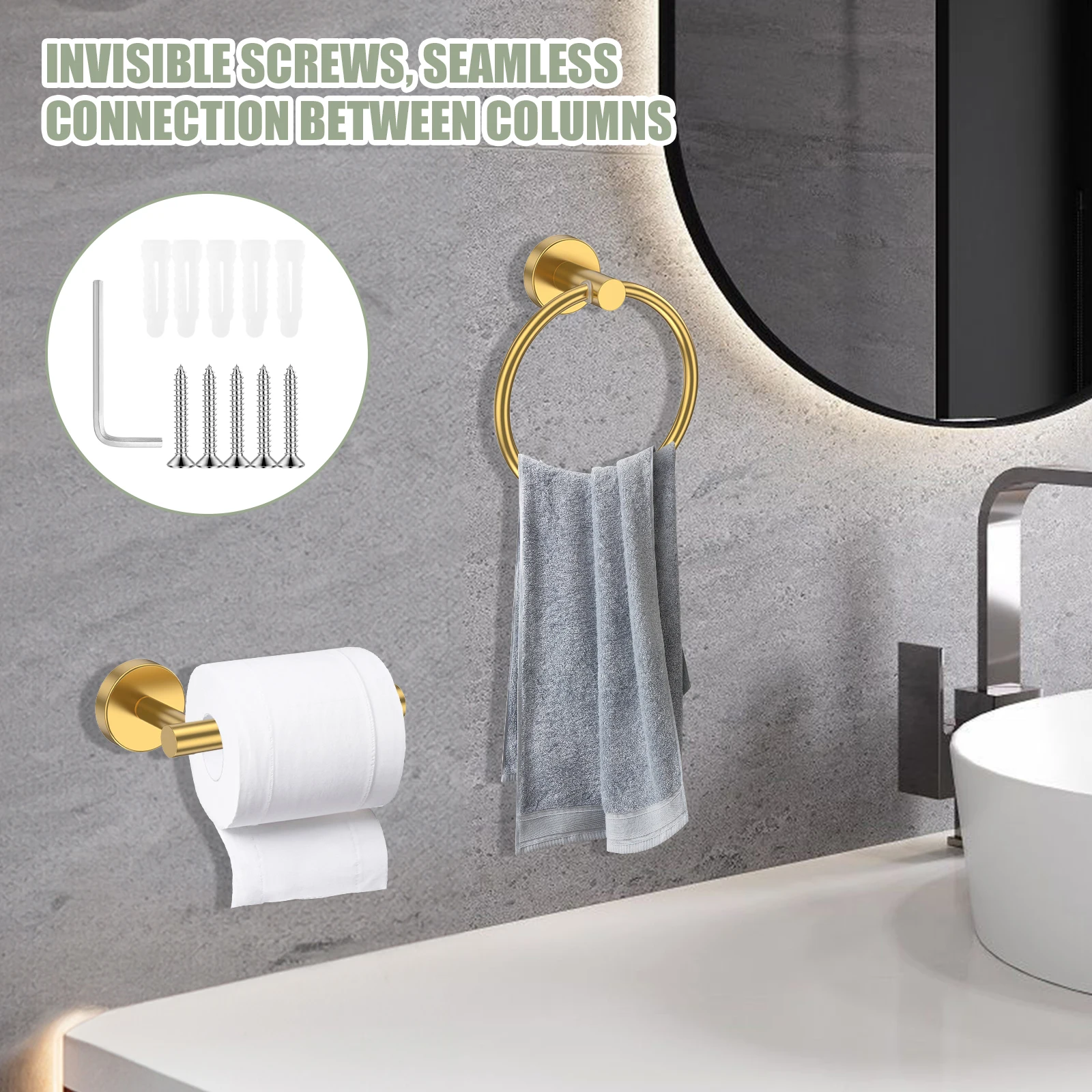2個入りトイレットペーパーホルダーとタオルリングセットステン - Home Hardware Bathroom Accessories のレビューと価格