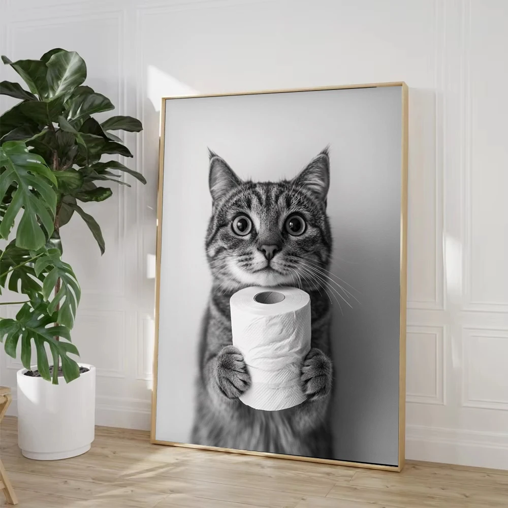 ハイランドカウ、カワウソ、猫、アライグマ、トイレットペーパー - Home Bathroom Wallpaper のレビューと価格