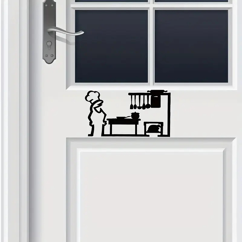 1Pc PVC ミニマリストラインアートステッカー寝室キッチ - Home Bathroom Door Signs のレビューと価格