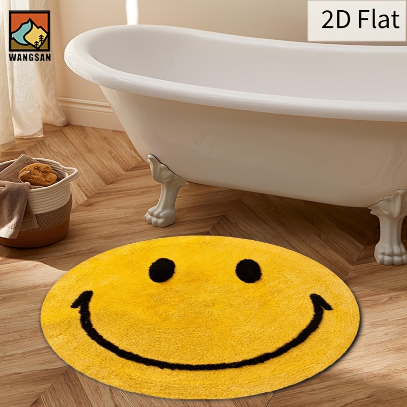 2Dラウンドフランネルラグ スマイルフェイスデザイン ソフト - Home Bathroom Rugs のレビューと価格
